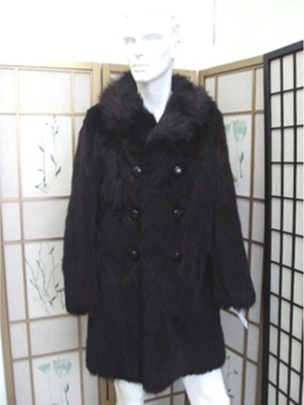 MINT BLACK RACCOON FUR JACKET MEN SZ 36-38